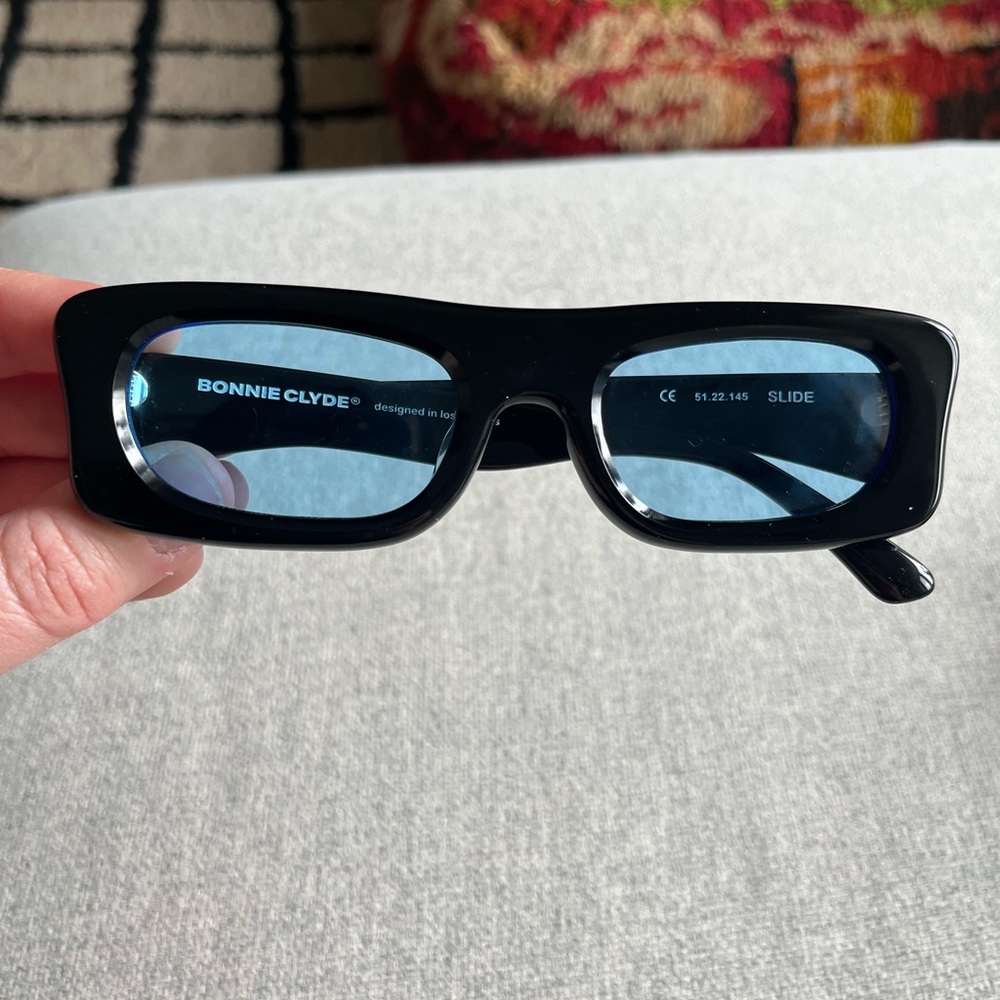 Bonnie Clyde Black Rectangular Sunglasses